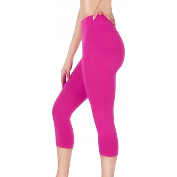 Dámské legíny Dámské 3/4 rybářské kalhoty legíny bavlněné s vysokým pasem tmavě růžové S