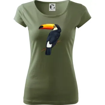 Dámské tričko Tukan kreslený - Dámské triko Pure - XL ( Khaki )