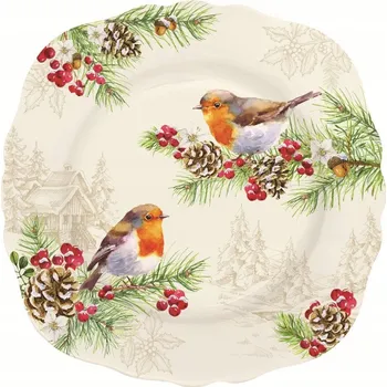 Talíř Dezertní talíř Easy Life Christmas Robins 20 cm