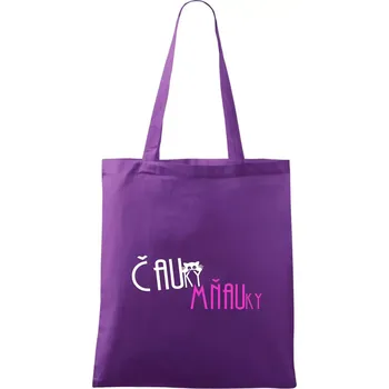 Čauky mňauky - Taška bavlněná - 42 x 38 cm ( Fialová )