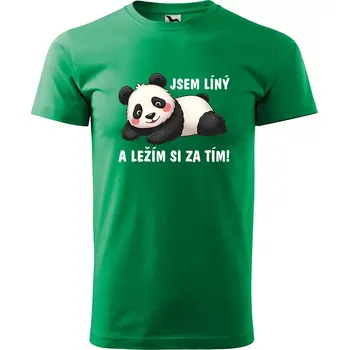 Pánské tričko Sablio Tričko s potiskem Jsem líný a ležím si za tím - zelené 2XL