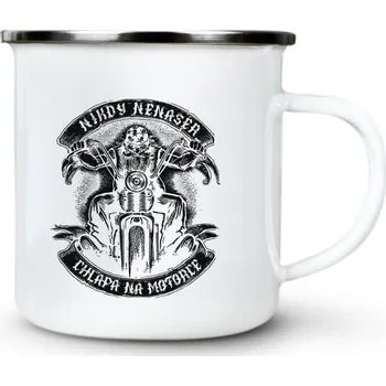 Nikdy nenaser chlapa na motorce - černý potisk - Plechový hrnek VELKÝ 400ml (500 ml po okraj) - 400 ml