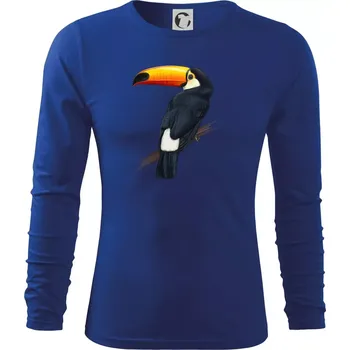 Pánské oblečení Tukan kreslený - Triko s dlouhým rukávem FIT-T long sleeve - 2XL ( Královská modrá )