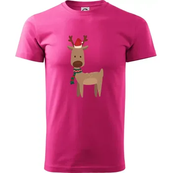 Vánoční sob - Klasické pánské triko vyšší gramáže - S ( Purpurová )