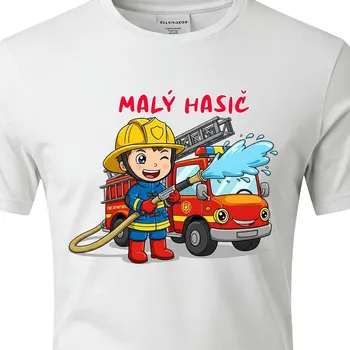 Dětské tričko Malý hasič - velikost 122, Barva Bílá