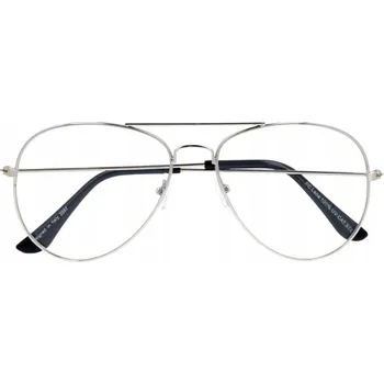 Sluneční brýle Stříbrné čiré brýle pilotky "Aviator"
