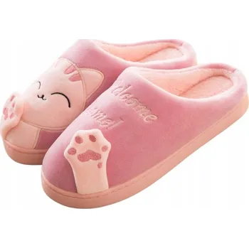 Dámské pantofle Dámské měkké Pantofle s plyšovou kočkou, Bamboše lehké, 40/41