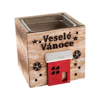 Svícen Dřevěný svícen se sklem, 0/36