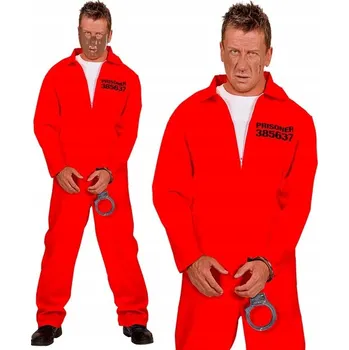 Karnevalový kostým KOSTÝM VĚZEŇ KOMBINÉZA ODSOUZENEC OSAZENÝ KRIMINALISTOU XL