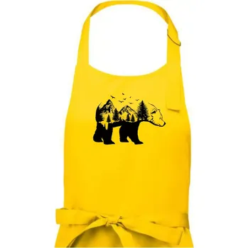 Kuchyňská zástěra Medvěd ilustrace - Pánská zástěra na vaření - Univerzální velikost ( Žlutá )