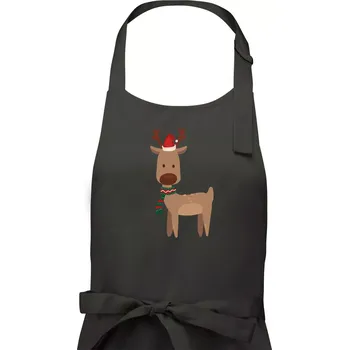 Kuchyňská zástěra Vánoční sob - Dámská zástěra na vaření - Univerzální velikost ( Tmavá břidlice (šedá se zeleným nádechem) )