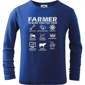 Chlapecké tričko Farmer Symbols - Triko dětské Long Sleeve - 104-110cm / 3-4 roky ( Královská modrá )