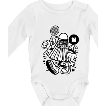 Kojenecký body Badmintoňák - Body kojenecké s dlouhým rukávem - Dlouhý r. do 3 měs ( Bílá )