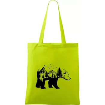 Medvěd ilustrace - Taška bavlněná - 42 x 38 cm ( Limetková )