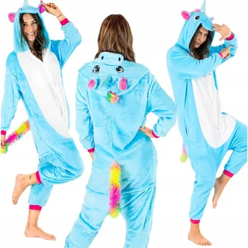 Dámské pyžamo PIŻAMA KIGURUMI ONESIE JEDNOROŻEC NIEBIESKI Dámské/Pánské pyžamo Kigurumi Onesie Jednorožec Modré Měkké S