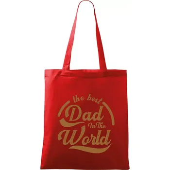 Nákupní taška The best dad in the world - psaci - Taška bavlněná - 42 x 38 cm ( Červená )