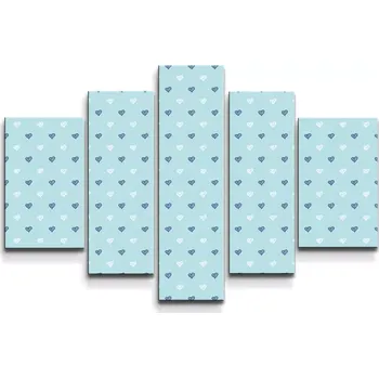 Obraz Sablio Obraz - 5-dílný Srdce na modré - 125x90 cm