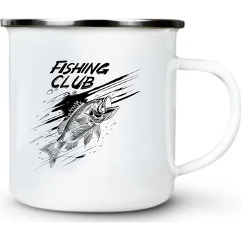 Pánské oblečení Fishing club, V2, černý potisk - Plechový hrnek VELKÝ 400ml (500 ml po okraj) - 400 ml