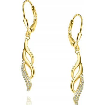 Náušnice Stříbrné dámské náušnice visací dlouhé stříbro pozlacené ryzost 925