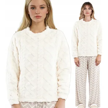Dámské pyžamo Volné dámské plyšové pyžamo Mikina a kalhoty Sofie krémové S