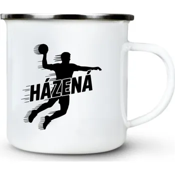 Házená, černý tisk - Plechový hrnek VELKÝ 400ml (500 ml po okraj) - 400 ml