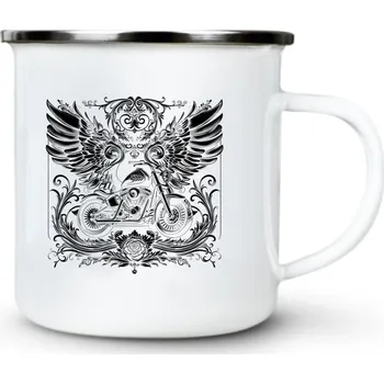 Pekelná jízda anděla, černý tisk - Plechový hrnek VELKÝ 400ml (500 ml po okraj) - 400 ml