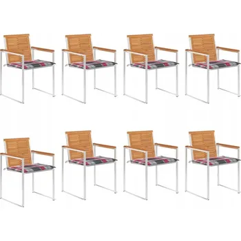 VidaXL Zahradní židle s polštáři, ks 8 kusů, masivní akáciové dřevo
