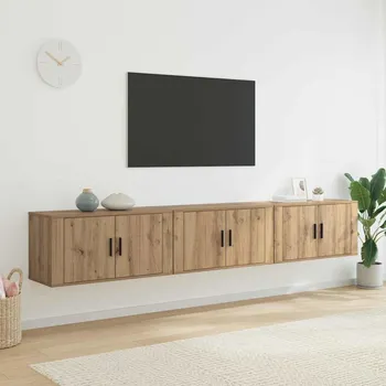 Televizní stolek vidaXL Nástěnný TV skříňový set 3 pcs Artisanový dub 80 x 34,5 x 40 cm