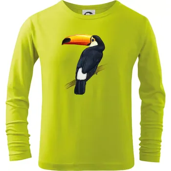 Dětská móda Tukan kreslený - Triko dětské Long Sleeve - 134 cm/8 let ( Limetková )