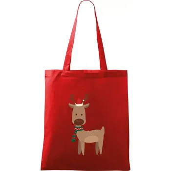 Nákupní taška Vánoční sob - Taška bavlněná - 42 x 38 cm ( Červená )