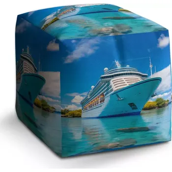 Taburet Sablio Taburet Cube Luxusní výletní loď v tropickém ráji: 40x40x40 cm