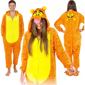 Dámské pyžamo Onesies kombinéza/ overal Kostým Overal 3D jump jump tiger - L oranžová, velikost L