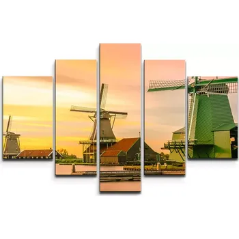 Obraz Sablio Obraz - 5-dílný Větrné mlýny - 125x90 cm