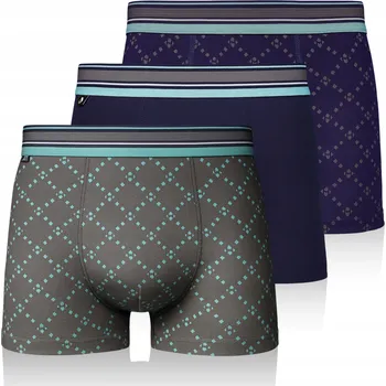 Boxerky BOXERKY SLIPY PÁNSKÉ BAVLNĚNÉ SADA 3 KUSŮ GEOMETRICKÝ VZOR *XL