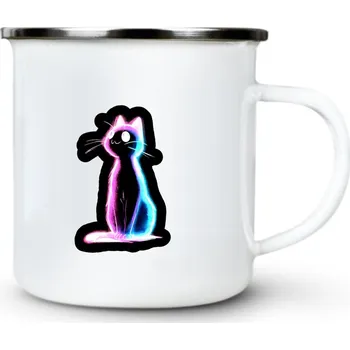 Neonová kočka - Plechový hrnek VELKÝ 400ml (500 ml po okraj) - 400 ml