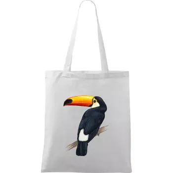 Tukan kreslený - Taška bavlněná - 42 x 38 cm ( Bílá )
