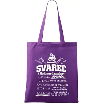 Svářeč - hodinová sazba - Taška bavlněná - 42 x 38 cm ( Fialová )