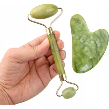 Zelený roller a kámen Gua Sha – sada