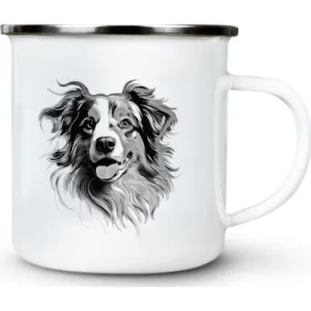 Australský ovčák , černý tisk - Plechový hrnek VELKÝ 400ml (500 ml po okraj) - 400 ml