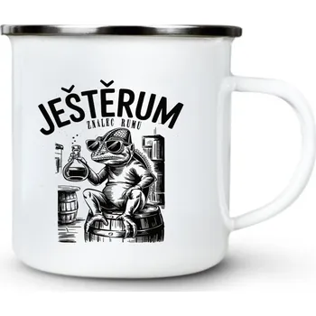 JEŠTĚRUM - znalec rumu, černý tisk - Plechový hrnek VELKÝ 400ml (500 ml po okraj) - 400 ml