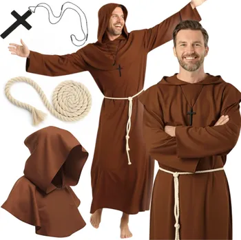 Karnevalový kostým HALLOWEENSKÝ KOSTÝM PRO DOSPĚLÉ MNICH PŘEVLEK KOSTÝM ŘEHOLNÍK HABIT KNĚZ