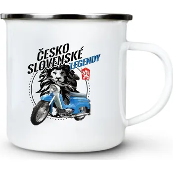 JAWA Pionýr, Československé legendy - modrý - Plechový hrnek VELKÝ 400ml (500 ml po okraj) - 400 ml