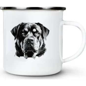 Rotvajler, černý tisk - Plechový hrnek VELKÝ 400ml (500 ml po okraj) - 400 ml