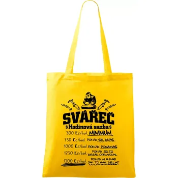 Svářeč - hodinová sazba - Taška bavlněná - 42 x 38 cm ( Žlutá )