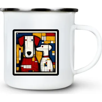 Psi v kubistickém stylu - Plechový hrnek VELKÝ 400ml (500 ml po okraj) - 400 ml