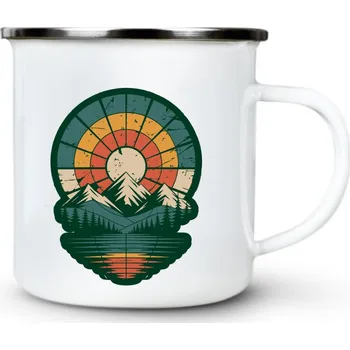 Retro výhled na hory - Plechový hrnek VELKÝ 400ml (500 ml po okraj) - 400 ml