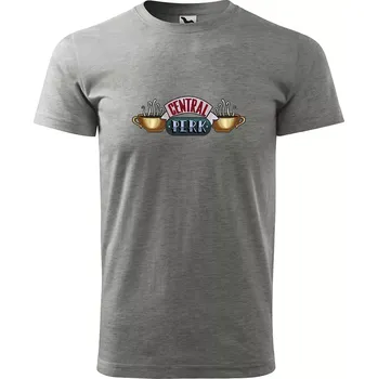 Sablio Tričko s potiskem Seriál přátelé CENTRAL PERK káva - šedé S