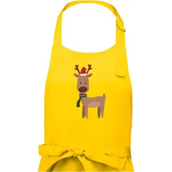 Kuchyňská zástěra Vánoční sob - Dámská zástěra na vaření - Univerzální velikost ( Žlutá )