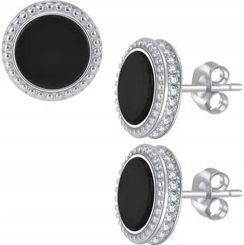 Náušnice PÁNSKÉ STŘÍBRNÉ NÁUŠNICE RHODIOVANÉ ČERNÉ ŠROUBOVACÍ PEcky 925 PRO MUŽE