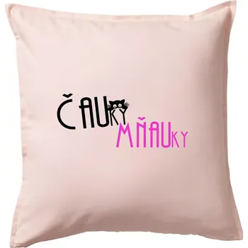 Polštář Čauky mňauky - Polštář 50x50 - 50x50 - Pouze potah ( Světle růžová )